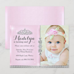 Kleine Prinzessin Erster Geburtstag Rosa Einladung