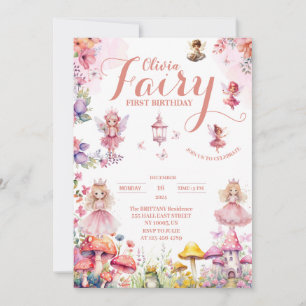 kleine Prinzessin Fee erste Märchen-Geburtstag Einladung
