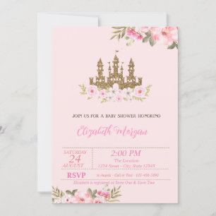 Kleine Prinzessin,Glitzerburg,Blumen-Baby-Party  Einladung