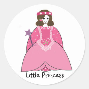 Kleine Prinzessin im rosa Kleid Runder Aufkleber
