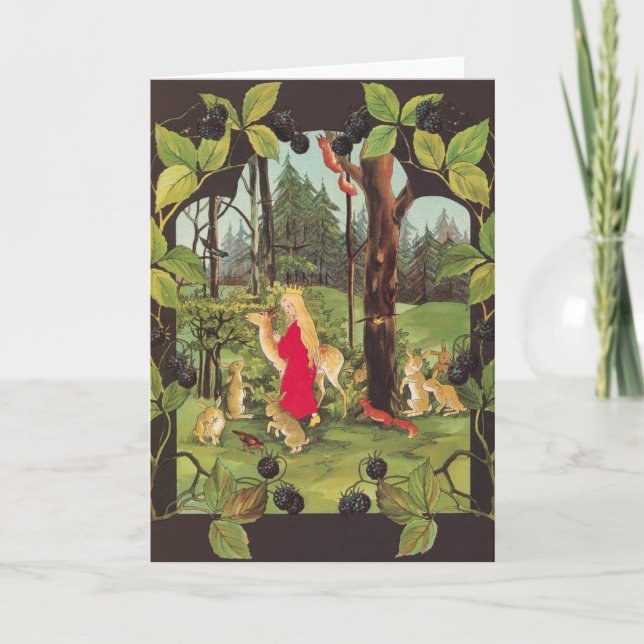 Kleine Prinzessin im Wald Grußkarte (Vorderseite)