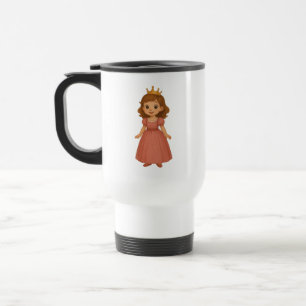 Kleine Prinzessin in rosa Kleid mit goldener Krone Reisebecher