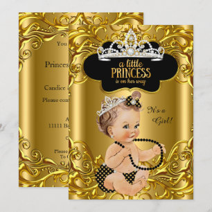 Kleine Prinzessin ist auf dem Weg Baby Shower Brün Einladung