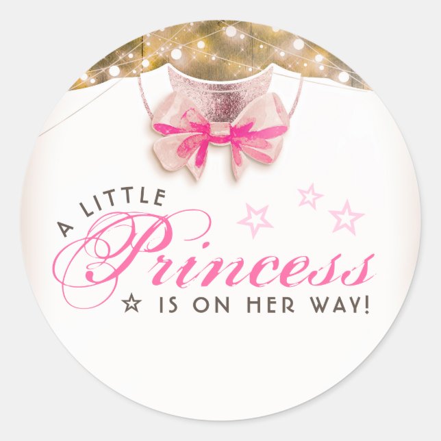 Kleine Prinzessin ist auf ihrem Weg Baby Dusche Runder Aufkleber (Vorderseite)