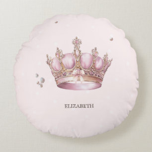 Kleine Prinzessin Krone Perlen Punkte Babyparty Rundes Kissen