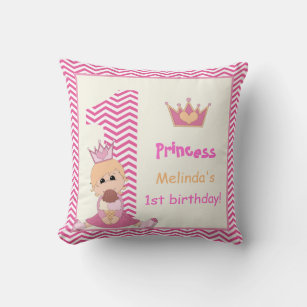 Kleine Prinzessin, Mädchen 1. Geburtstag pink Zick Kissen