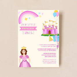 kleine Prinzessin mit Burg niedlicher Geburtstag Einladung