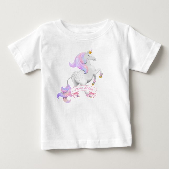 Kleine Prinzessin mit Kronen-Blume Baby T-shirt (Vorderseite)