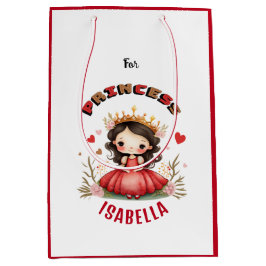 Kleine Prinzessin mit rotem Kleid Mittlere Geschenktüte