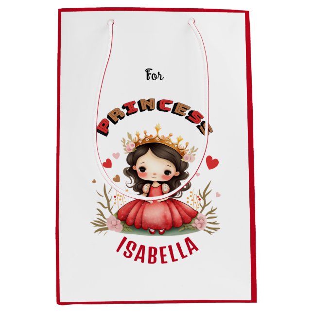 Kleine Prinzessin mit rotem Kleid Mittlere Geschenktüte (Vorderseite)