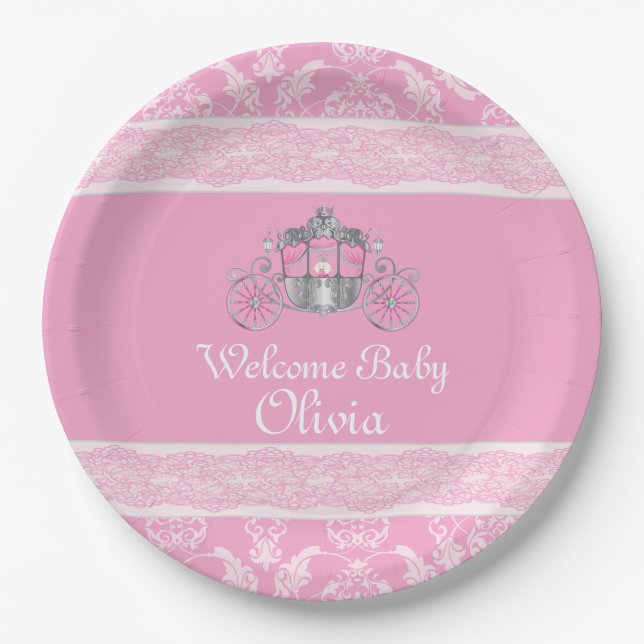 Kleine Prinzessin, niedlich, Baby-Dusche, Pappteller (Vorderseite)