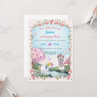 Kleine Prinzessin Thema Einladung. Kinderparty. Einladung
