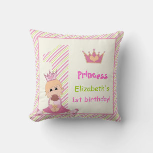 Kleine Prinzessin und Kronmädchen 1. Geburtstag pi Kissen