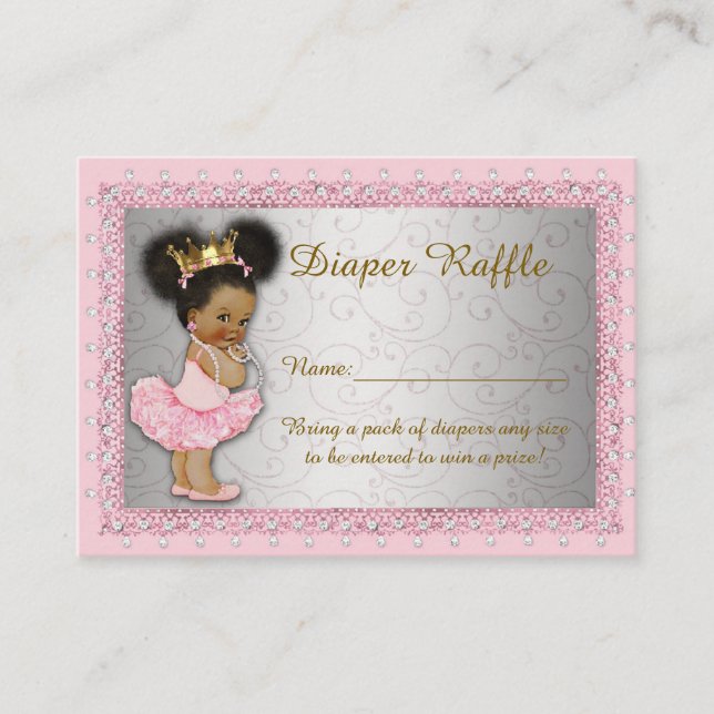 Kleine Prinzessin-Windeln-Raffelkarten, rosa Silbe Begleitkarte (Vorderseite)