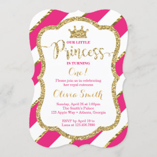 Kleine Prinzessin zum Geburtstag Einladung in Pink