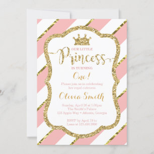 Kleine Prinzessin zum Geburtstag Einladung in Pink
