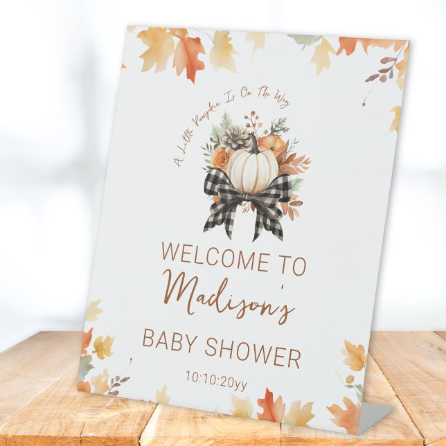 Kleine Pumpkin Baby Dusche Blumen & Kariert Willko Sockelschild (Von Creator hochgeladen)