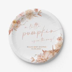 Kleine Pumpkin Baby Dusche Fall Pink Floral Pappteller