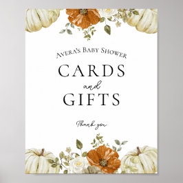 Kleine Pumpkin Baby Duschkarten und Geschenkschild Poster