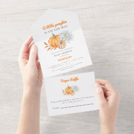 Kleine Pumpkin Babydusche Elegant Einfache Moderne All In One Einladung