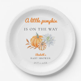 Kleine Pumpkin Babydusche Elegant Einfache Moderne Pappteller