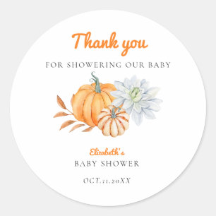 Kleine Pumpkin Babydusche Elegant Einfache Moderne Runder Aufkleber