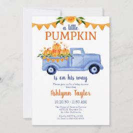 Kleine Pumpkin Boy Babydusche in einem Einladung