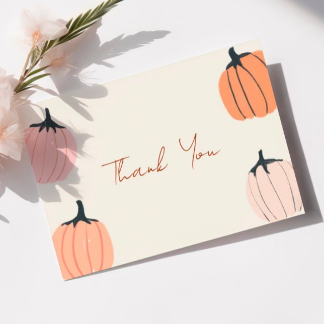 Kleine Pumpkin Fall Wasserfarbe Babydusche Dankeskarte (Von Creator hochgeladen)