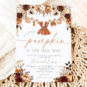 Kleine Pumpkin-Kinderdusche Einladung, Baby Cloud Einladung