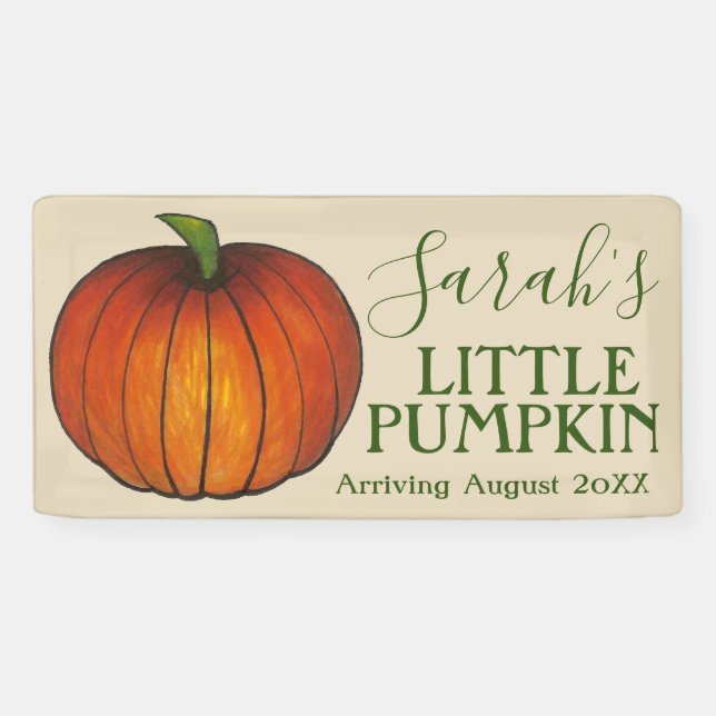 Kleine Pumpkin Kinderdusche Neue Anreise Herbst Banner (Horizontal)