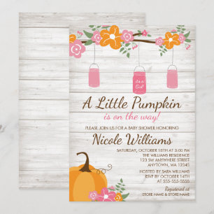 Kleine Pumpkin Mason Jars Fall Girl Babydusche Einladung