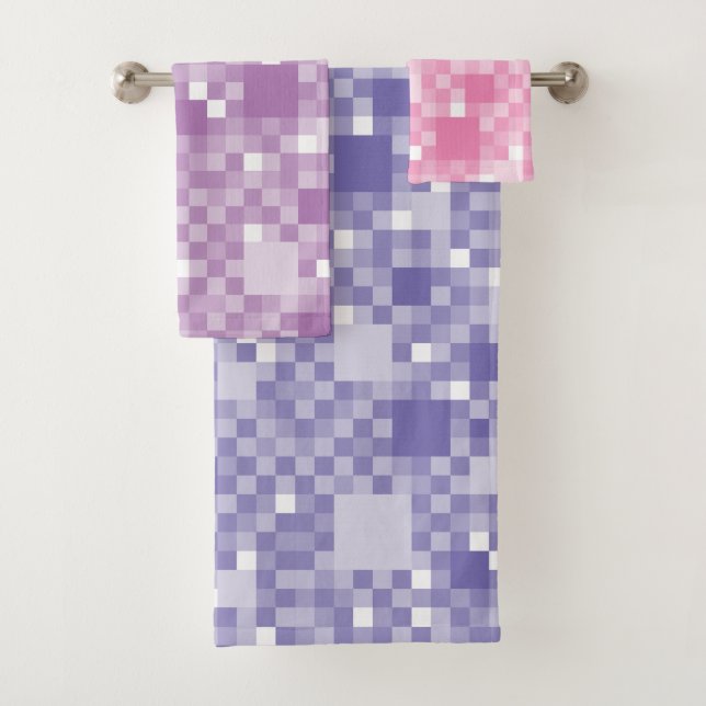 Kleine Quadrate mit digitalem Violet Badhandtuch Set (Insitu)