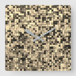 Kleine Quadrate oder Fliesen, beige Khaki-Farbe Quadratische Wanduhr
