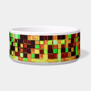 Kleine Quadrate oder Fliesen in Grün und Orange Napf