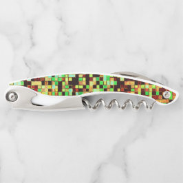 Kleine Quadrate oder Kachel in Grün und Orange Kellnermesser