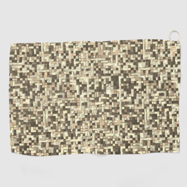 Kleine Quadrate überlappen, braun bis beige Golfhandtuch (Horizontal)
