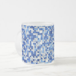 Kleine Quadrate überlappen sich, blau mit weiß Mattglastasse