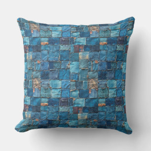 Kleine quadratische Stücke aus denim alten Patchwo Kissen