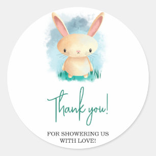 Kleine Rabbit Babydusche danke Runder Aufkleber