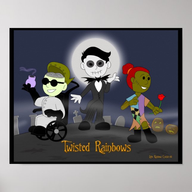 Kleine Rainbow-Comicen: gezogene Regenbogen Poster (Vorne)