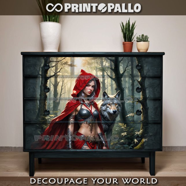 Kleine Red Riding Hood kann sich um den Wolf kümme Seidenpapier (Von Creator hochgeladen)