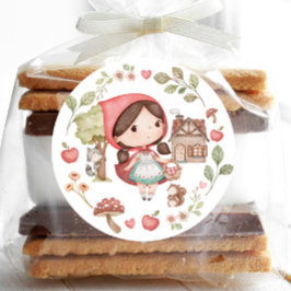 Kleine Red Riding Hood Niedlich Whimsical Runder Aufkleber