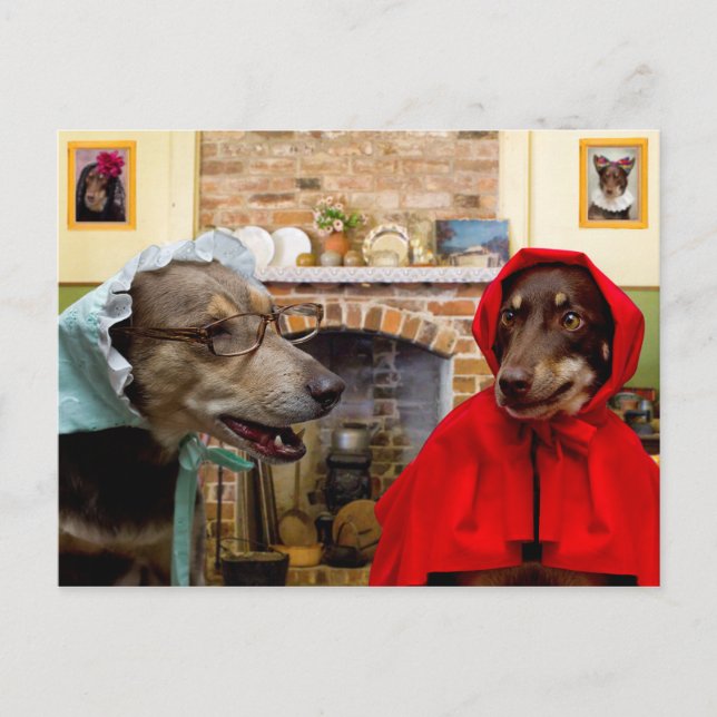 Kleine Red Riding Hood und der große schlechte Wol Postkarte (Vorderseite)