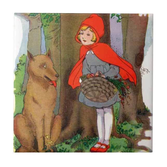 Kleine Red Riding Hood und der Wolf Fliese (Vorderseite)