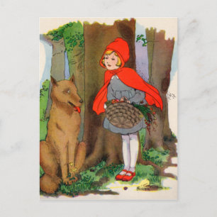 Kleine Red Riding Hood und der Wolf Postkarte