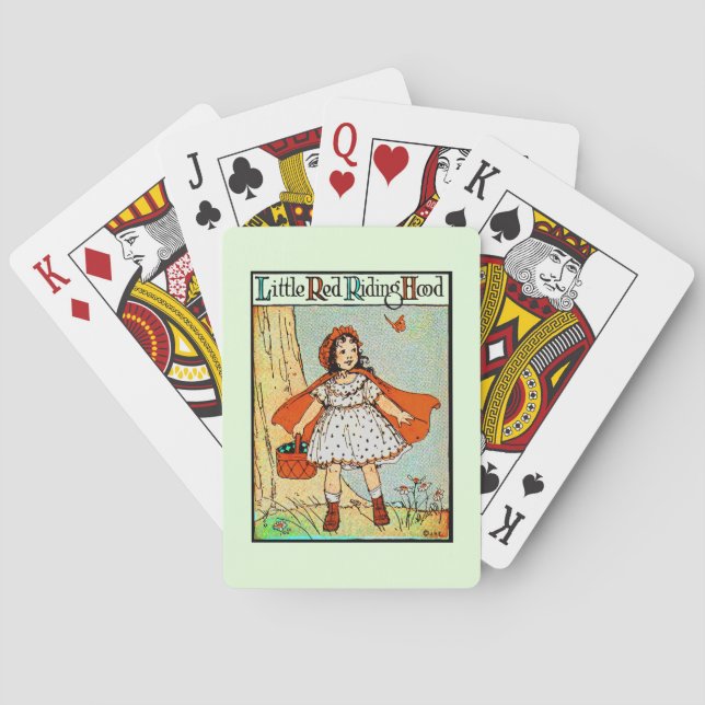Kleine Red Riding Hood Vintag Niedlich Spielkarten (Rückseite)
