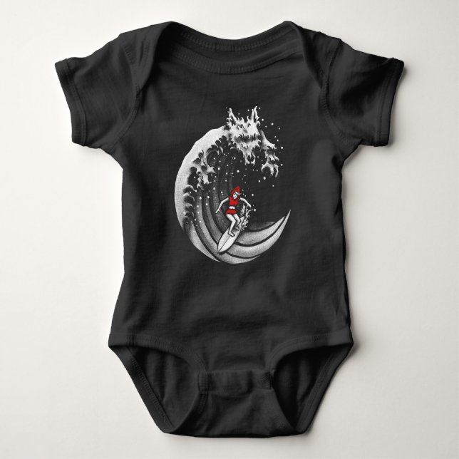 Kleine Red Surfing Hood Baby Strampler (Vorderseite)