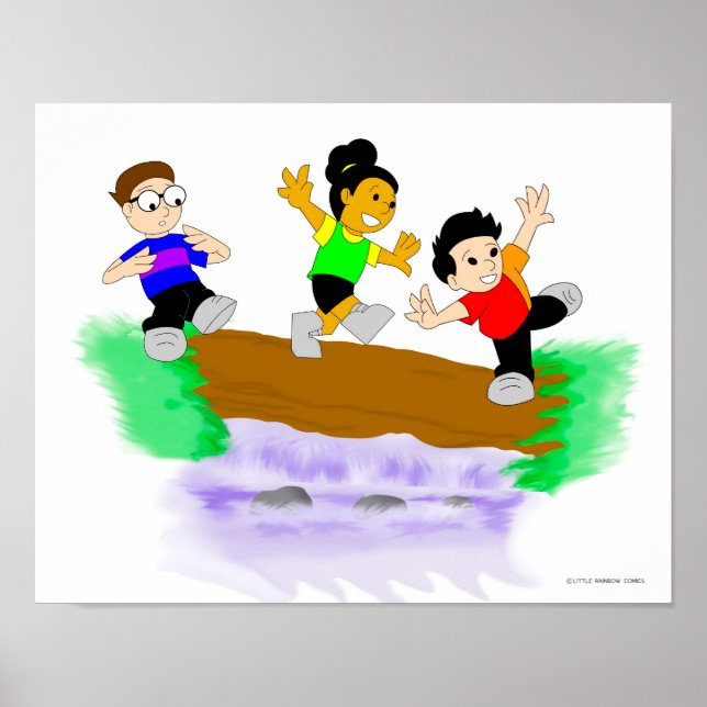 Kleine Regenbogen-Comicen: Über Wasser laufen Poster (Vorne)
