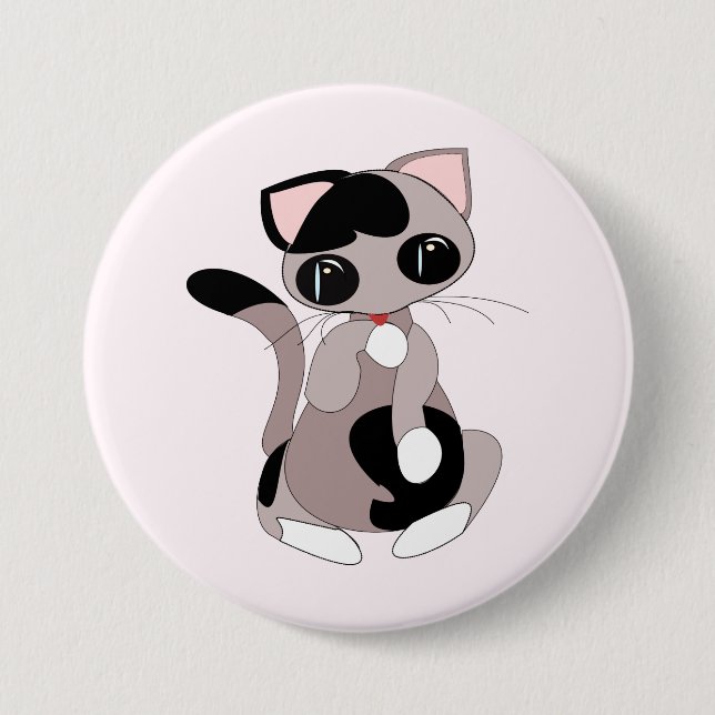 Kleine Reinigung Katzenrosa Taste Ihre Farben Button (Vorderseite)