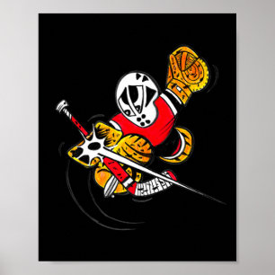 Kleine Rettungen Cartoon Hockey Torwart Aktion Ret Poster